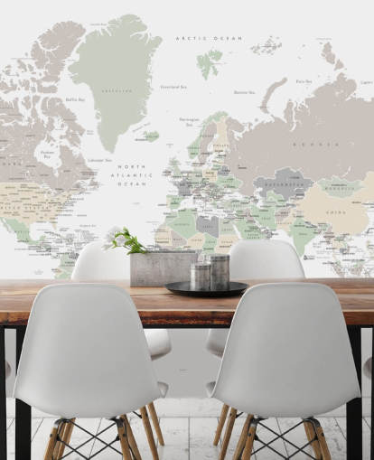 world map wall mural with capital cities in pastel colors world map wall mural with capital cities in pastel colors