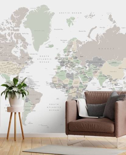 fresque murale de la carte du monde avec les capitales aux couleurs pastel fresque murale de la carte du monde avec les capitales aux couleurs pastel