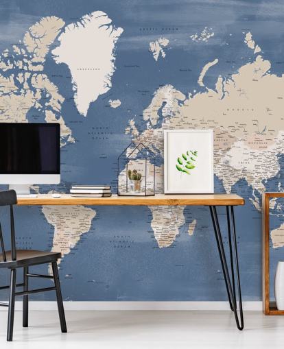 carte du monde murale avec villes et océan bleu carte du monde murale avec villes et océan bleu