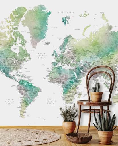 world map wall mural with cities in jewel tones world map wall mural with cities in jewel tones