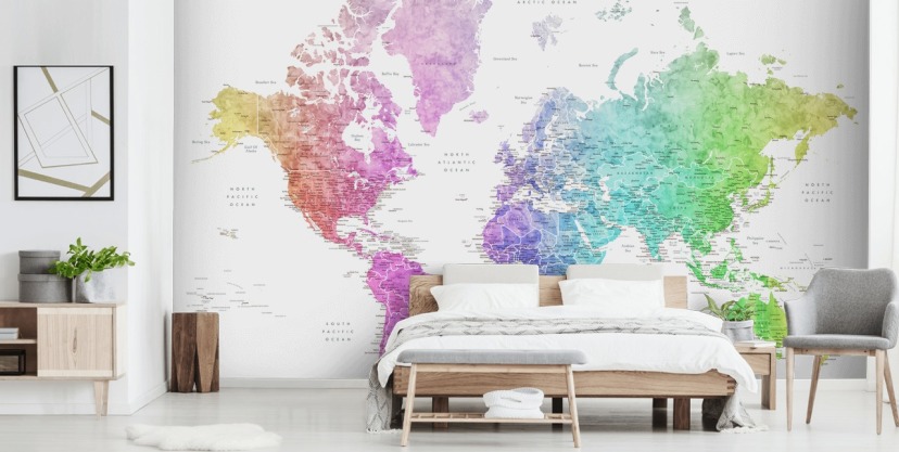World Map Political Pink – high-quality wall murals with free shipping –  Photowall