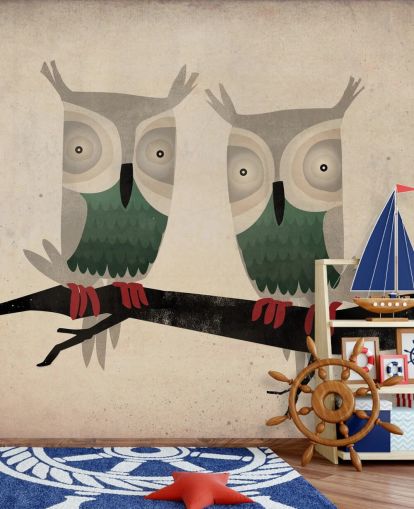 Decorazione murale con due gufi Decorazione murale con due gufi