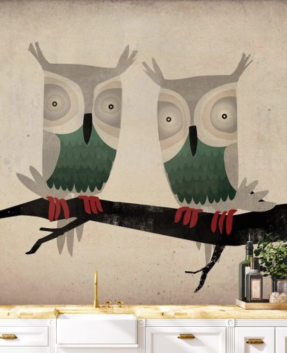 Two Owls Wall Mural Two Owls Wall Mural