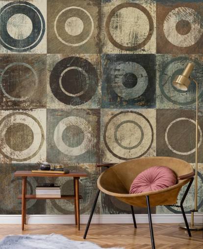 brun, creme og grå cirkel kunst tapet brun, creme og grå cirkel kunst tapet