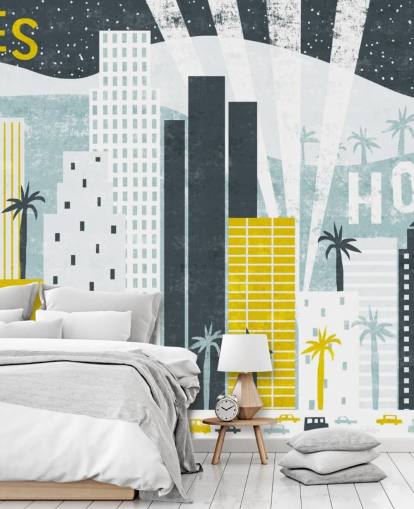 white, blue and yellow city abstract of LA wallpaper white, blue and yellow city abstract of LA wallpaper