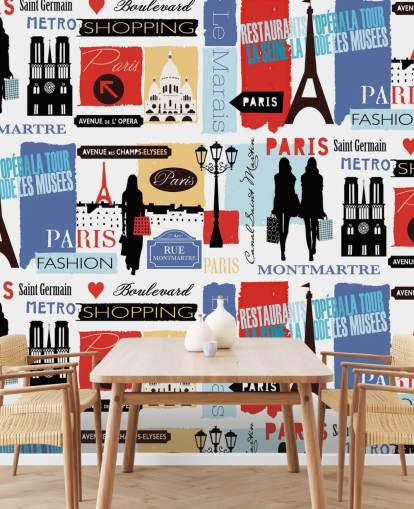 Paris Liv Mønster Vægmaleri Paris Liv Mønster Vægmaleri