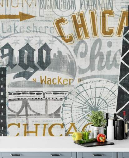 Papel de parede abstrato Chicago City Papel de parede abstrato Chicago City