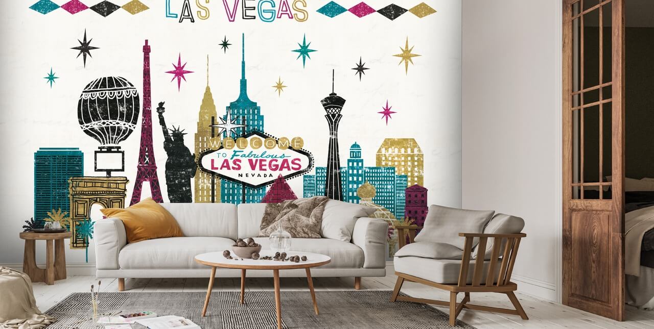 Vegas Skyline seinämaalaus | Wallsauce FI