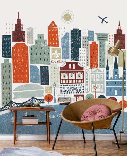 blu e rosso astratto paesaggio urbano di new orleans carta da parati blu e rosso astratto paesaggio urbano di new orleans carta da parati