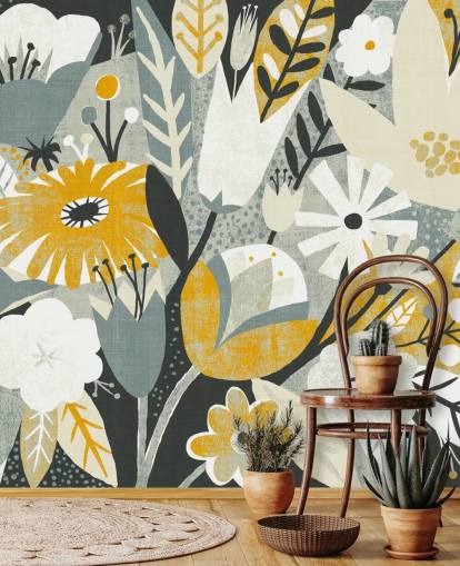 mustard,blue and white floral pattern wallpaper mustard,blue and white floral pattern wallpaper