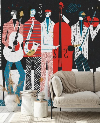 Art Deco -tyylinen taide Swing Band Taustakuva Art Deco -tyylinen taide Swing Band Taustakuva