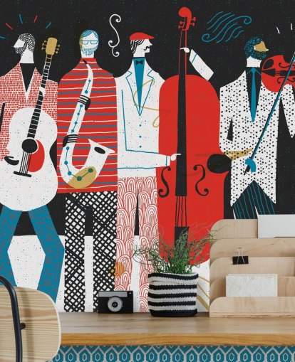 Art Deco Style Art of Swing Band Wallpaper Art Deco Style Art of Swing Band Wallpaper