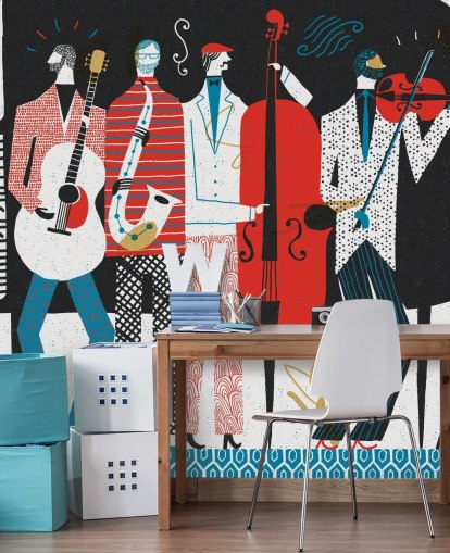 Art Deco Style Art of Swing Band Wallpaper Art Deco Style Art of Swing Band Wallpaper