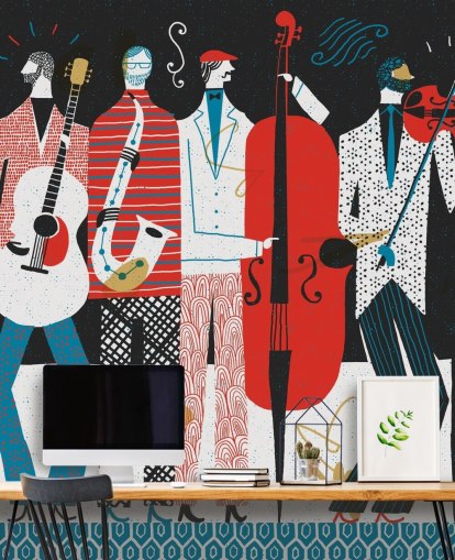 Art Deco Style Art of Swing Band Wallpaper Art Deco Style Art of Swing Band Wallpaper