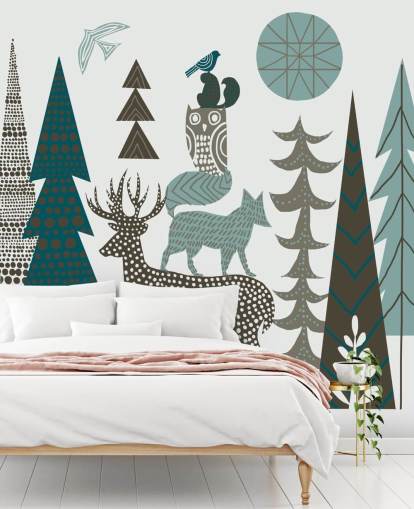 Abstract Mountain Wildlife Wall Mural Abstract Mountain Wildlife Wall Mural