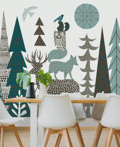 Decorazione murale astratta con fauna selvatica di montagna Decorazione murale astratta con fauna selvatica di montagna