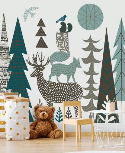 Decorazione murale astratta con fauna selvatica di montagna Decorazione murale astratta con fauna selvatica di montagna