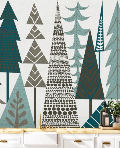 Mural da parede das árvores do folclore da floresta Mural da parede das árvores do folclore da floresta