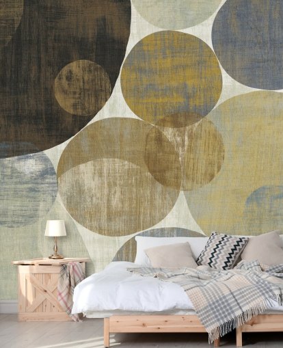 beige och brunt anpassat mönster tapetväggmålning kallad Circulation II av Michael Mullan för sovrum och vardagsrum beige och brunt anpassat mönster tapetväggmålning kallad Circulation II av Michael Mullan för sovrum och vardagsrum