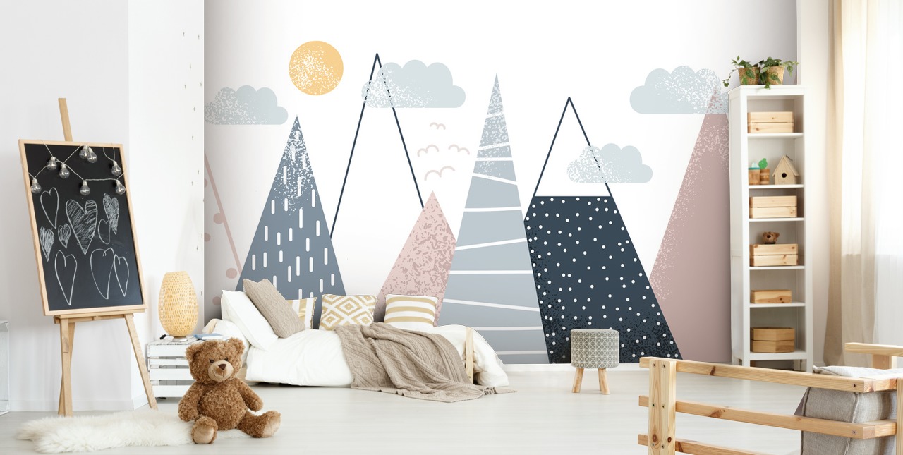 Söt bergslandskap tapetväggmålning Söt bergslandskap tapetväggmålning