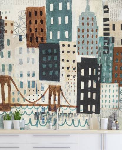 Abstraktes Gemälde von New York Wandgemälde Abstraktes Gemälde von New York Wandgemälde