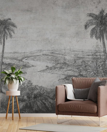 palms in the desert rustic vintage jungle wallpaper mural palms in the desert rustic vintage jungle wallpaper mural