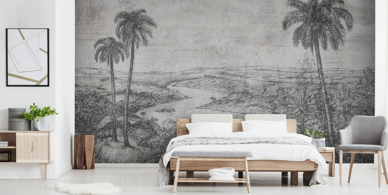 palms in the desert rustic vintage jungle wallpaper mural