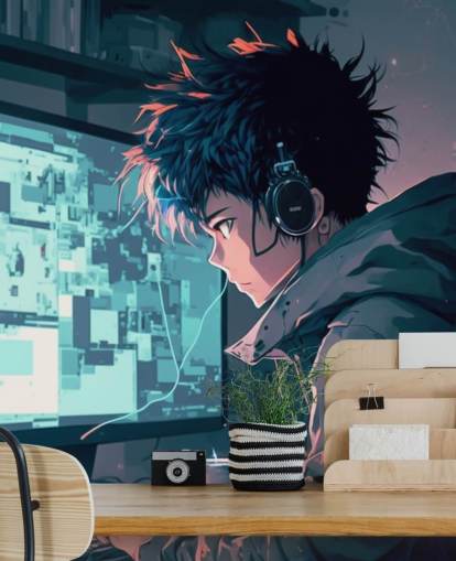customisable anime wall mural called Anime Computer for teen bedrooms customisable anime wall mural called Anime Computer for teen bedrooms