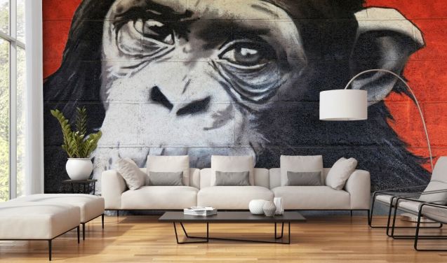 Chimpanzee Graffiti Wallpaper Mural