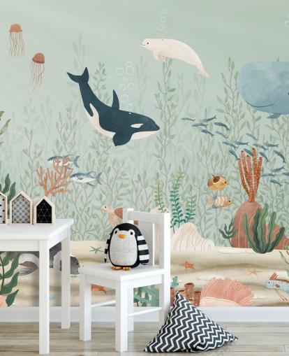 sød Sealife tapet vægmaleri sød Sealife tapet vægmaleri