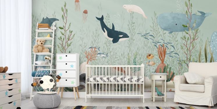 sød Sealife tapet vægmaleri 