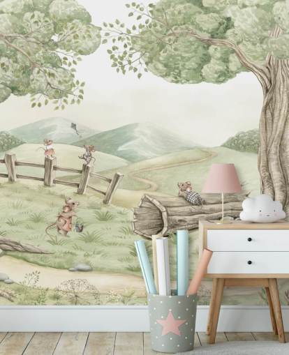 kids landscape mural with mouse family kids landscape mural with mouse family