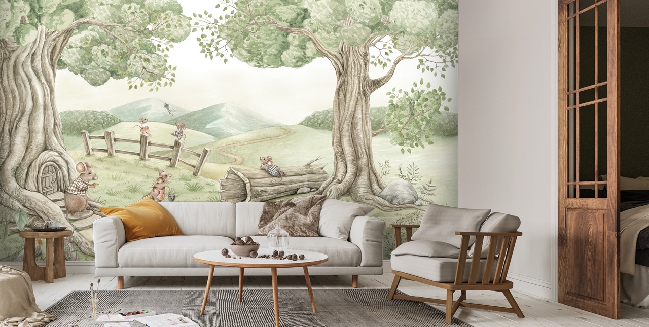 Mouse Family Wall Mural By Kikki Belle | Wallsauce NZ