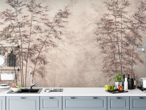 papier peint mural en bambou oriental personnalisable