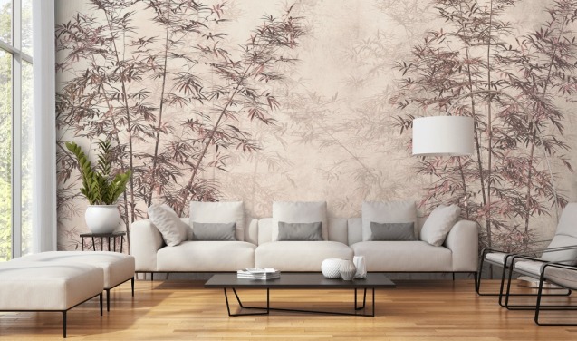 personalisierbares Wandbild mit orientalischer Bambus-Tapete
