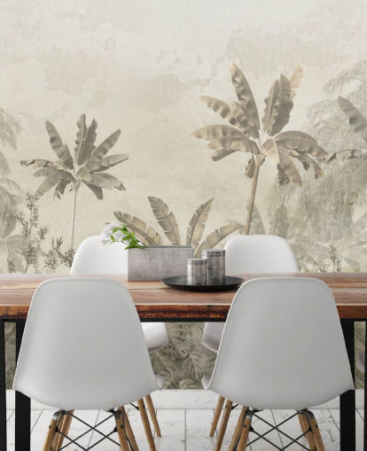 mural de papel de parede de paisagem de selva vintage cinza personalizado mural de papel de parede de paisagem de selva vintage cinza personalizado