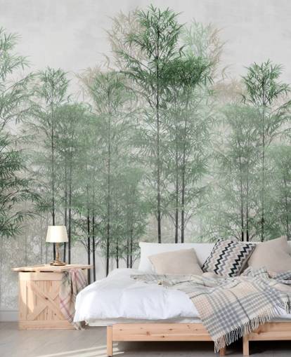 trær i en linje skog tapet veggmaleri trær i en linje skog tapet veggmaleri