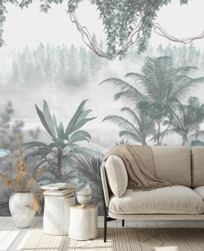 anpassad panoramautsikt vintage djungel tapet för lounger eller sovrum anpassad panoramautsikt vintage djungel tapet för lounger eller sovrum