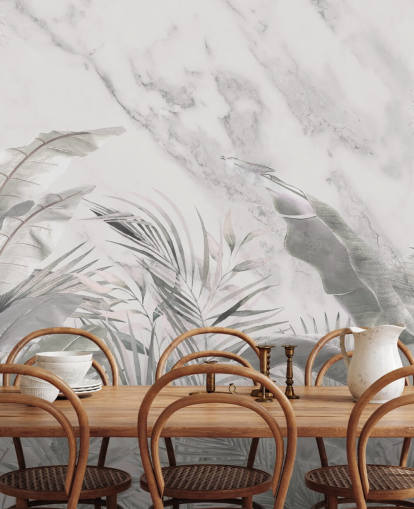 op maat gemaakte monochrome muurschildering van junglebladeren voor slaapkamers op maat gemaakte monochrome muurschildering van junglebladeren voor slaapkamers