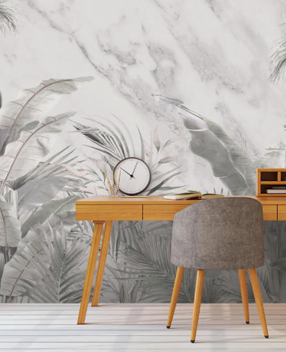 custom monochrome jungle leaves wall mural for bedrooms custom monochrome jungle leaves wall mural for bedrooms