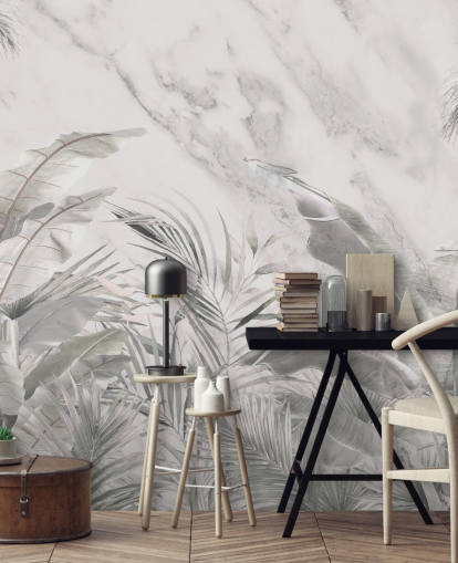 custom monochrome jungle leaves wall mural for bedrooms custom monochrome jungle leaves wall mural for bedrooms