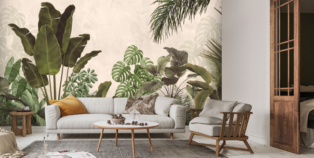 Tropical Leaf Landscape Mural | Wallsauce US