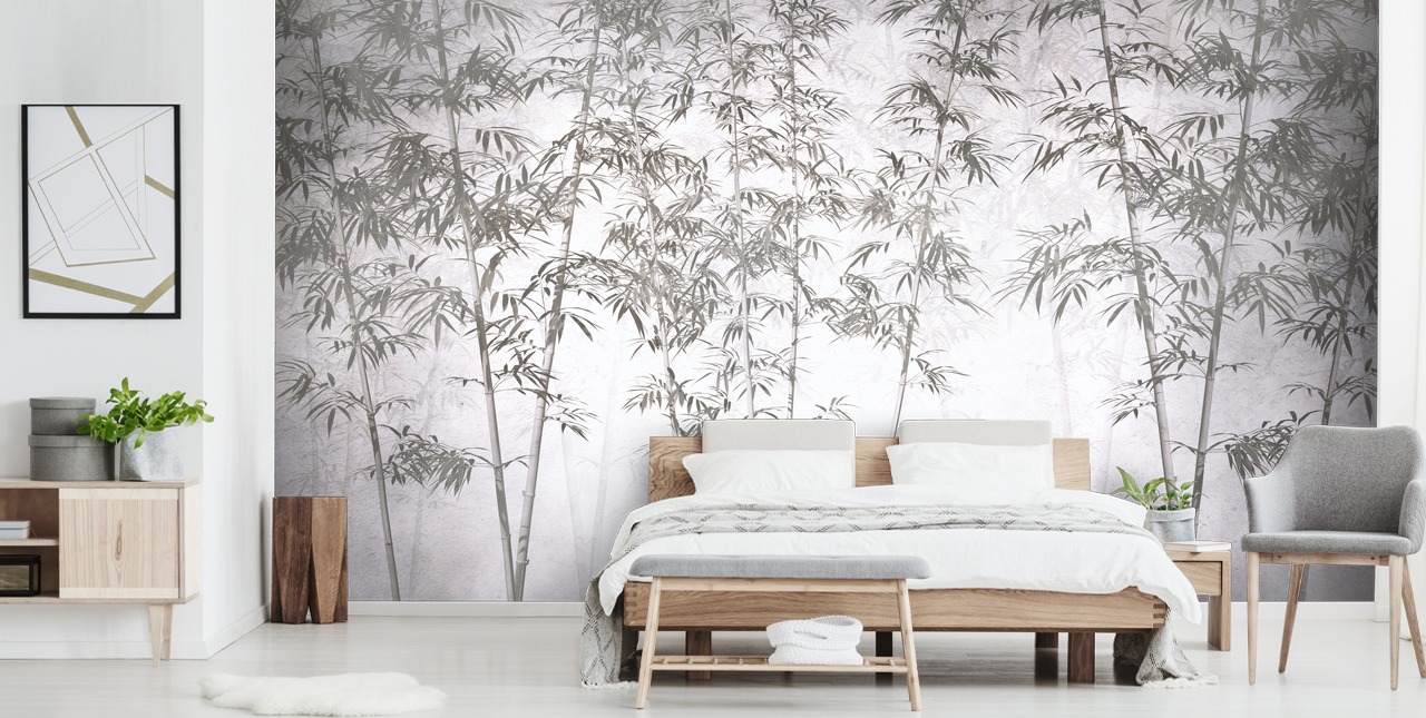 mural de papel pintado de bambú vintage