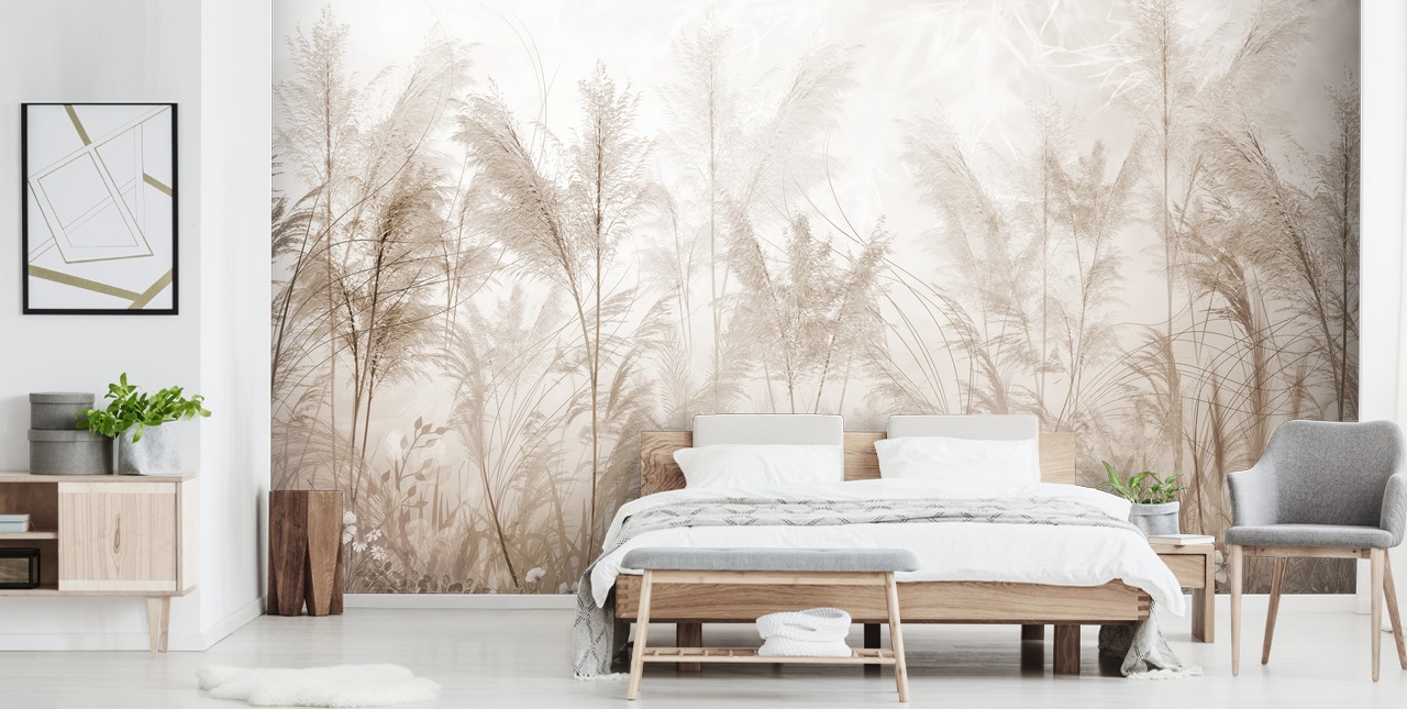 vintage sepia meadow wall mural