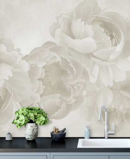 big peonies wallpaper mural in beige big peonies wallpaper mural in beige