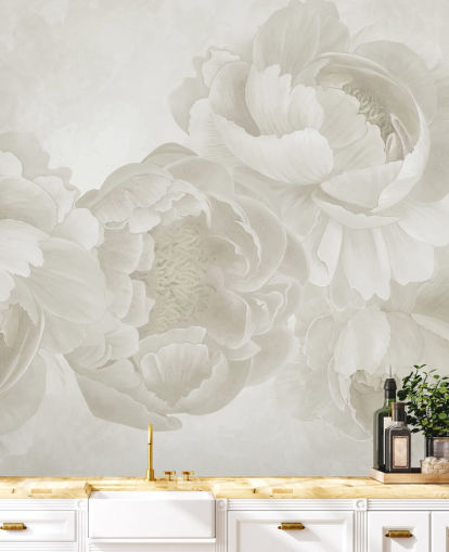 papier peint mural de grandes pivoines en beige papier peint mural de grandes pivoines en beige