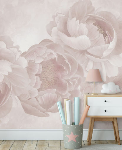 carta da parati murale personalizzabile rosa cipria con grandi peonie di Marina Stupakova per camere da letto carta da parati murale personalizzabile rosa cipria con grandi peonie di Marina Stupakova per camere da letto