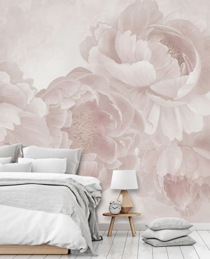 carta da parati murale personalizzabile rosa cipria con grandi peonie di Marina Stupakova per camere da letto carta da parati murale personalizzabile rosa cipria con grandi peonie di Marina Stupakova per camere da letto