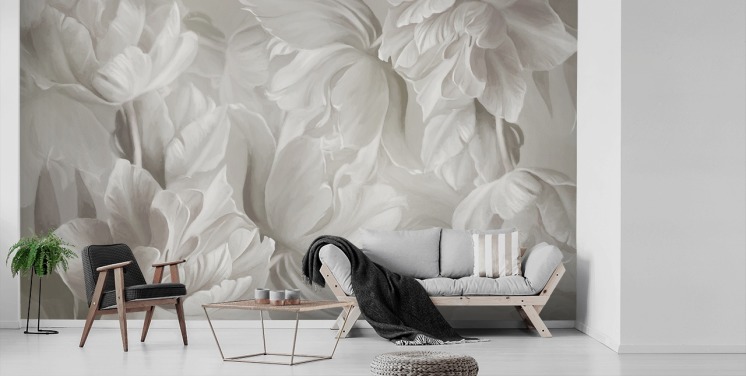 décoration murale de tulipes monochromes personnalisables de Marina Stupakova pour les chambres