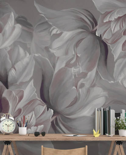 dark floral mural with big tulips dark floral mural with big tulips